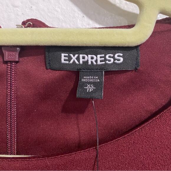 Express Burgundy Belted Midi Dress Sz XS NWT - Picture 6 of 13